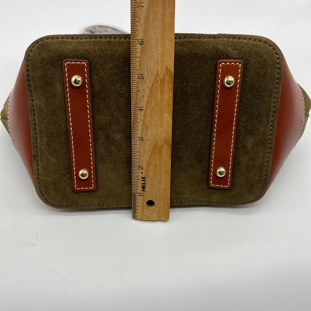 Dooney & Bourke Suede Drawstring Crossbody Olive Crossbody Handbags - Picture 6 of 15